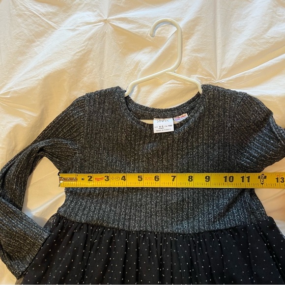 Zara| Kids Gray and Black Ribbed Tiered Fit, Long Sleeve Tutu Dress- Size 4-5 - Picture 9 of 10